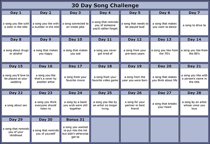 30 Day Song Challenge... 30 Day Song Challenge...